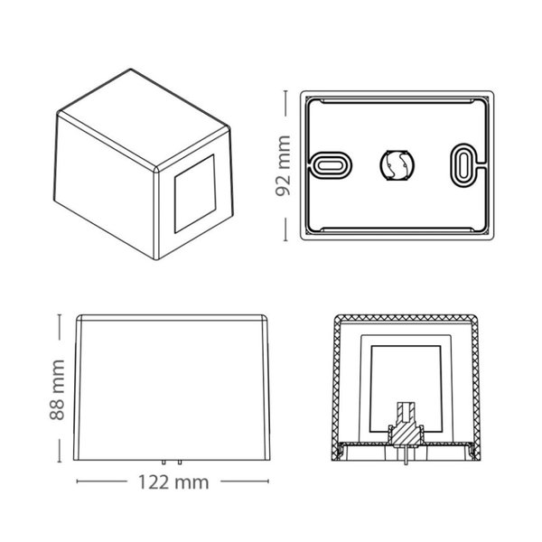 06 arandela luminaria light u 2 fachos 1 aleta interno externo g9