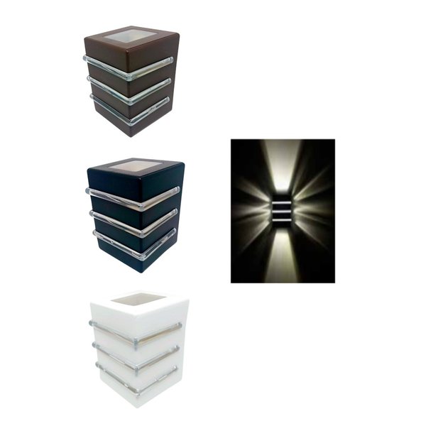 01 arandela luminaria light u 2 fachos 3 aletas interno externo g9