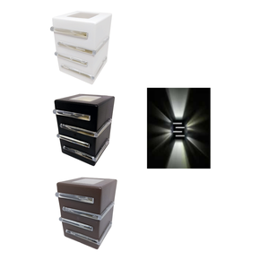 01 arandela luminaria light 2 fachos 4 aletas interno externo g9