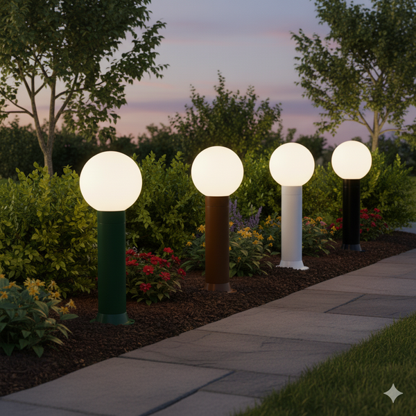 01 poste balizador luminaria globo sitio jardim 45cm