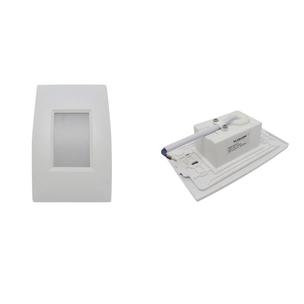 08 arandela luminaria led branco quente embutir 4x2 parede blindada
